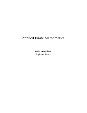 Applied Finite Mathematics Collection Editor Rupinder Sekhon