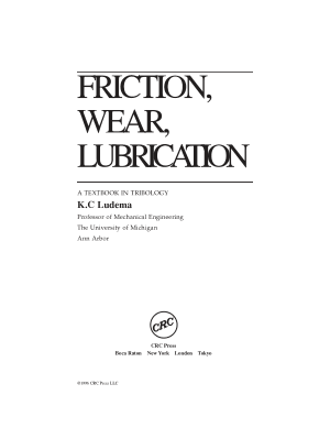 Friction Wear Lubrication A Textbook in Tribology Kenneth C Ludema