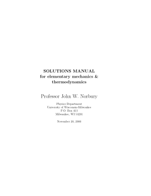 Solution Manual for Elementary Mechanics Thermodynamics
