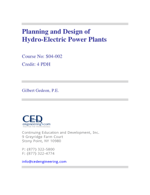 Planning and Design of Hydroelectric Power Plants