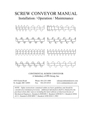 Screw Conveyor Manual Installation Operation Maintenance