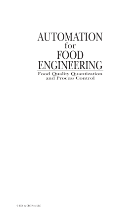 Automation for Food Engineering Food Quality Quantization and Process control