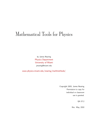 Mathematical Tools for Physics by James Nearing